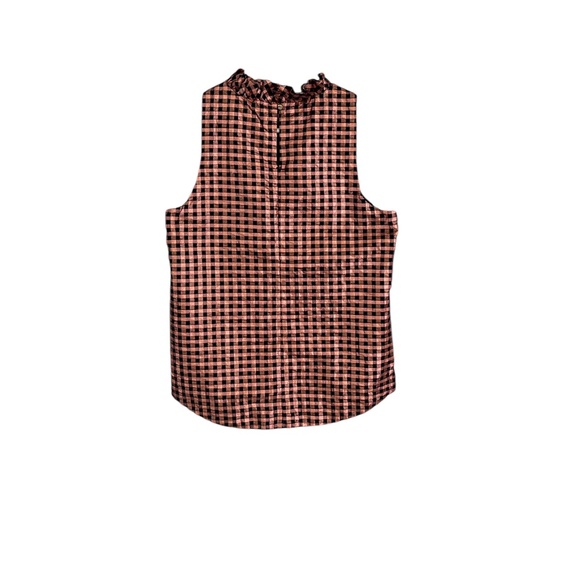 J. Crew sleeveless ruffle neck copper and black gingham, size small - Picture 2 of 4